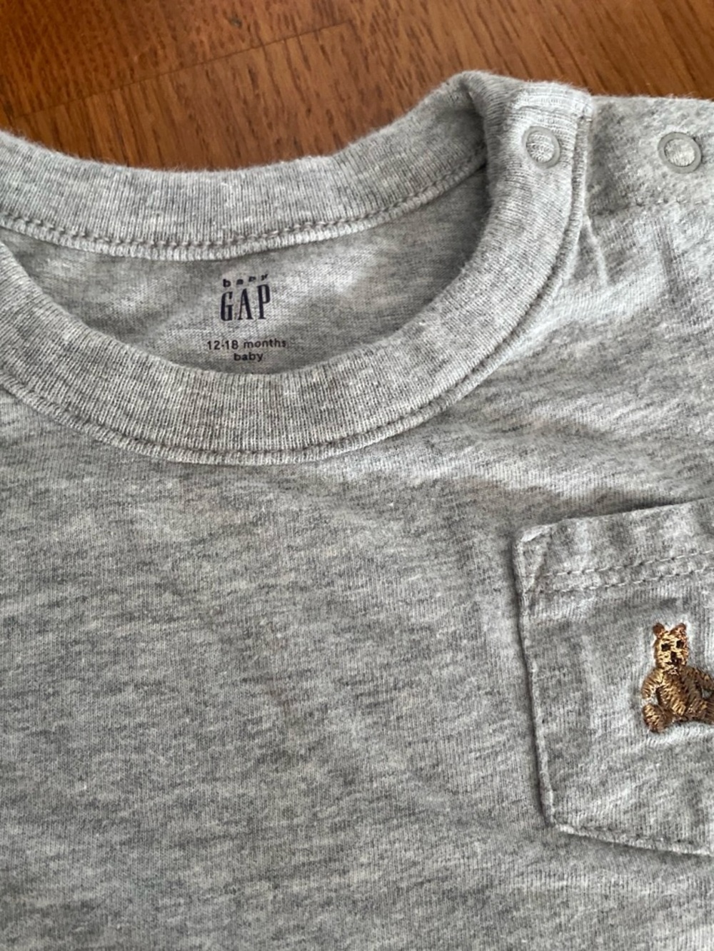 Baby Gap Brannan Bear Gray Pocket Bodysuit